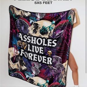 🆕 A$$holes Live Forever 5 x 5 Fleece Throw Blanket